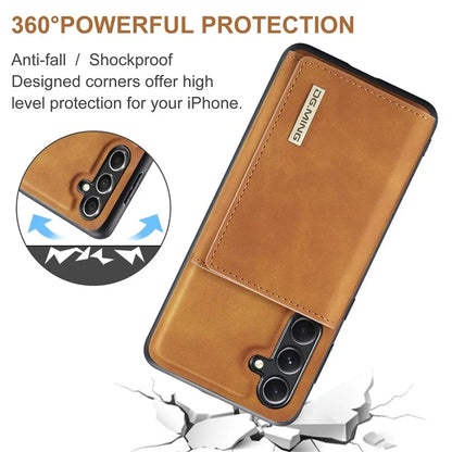DG.MING M1 Series for Samsung Galaxy S24 FE Case Kickstand PU Phone Cover with Detachable Wallet
