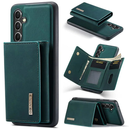 DG.MING M1 Series for Samsung Galaxy S24 FE Case Kickstand PU Phone Cover with Detachable Wallet