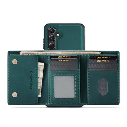DG.MING M1 Series for Samsung Galaxy S24 FE Case Kickstand PU Phone Cover with Detachable Wallet