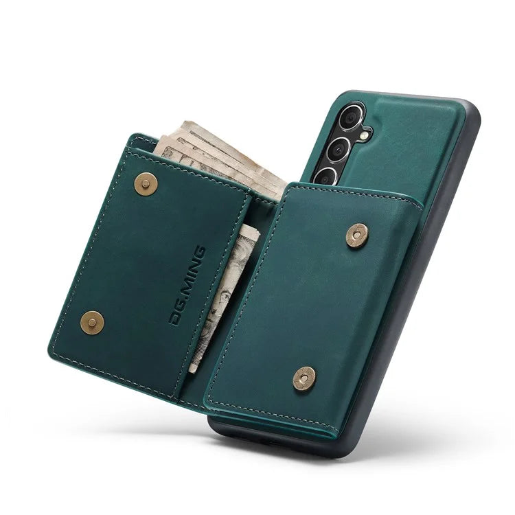 DG.MING M1 Series for Samsung Galaxy S24 FE Case Kickstand PU Phone Cover with Detachable Wallet