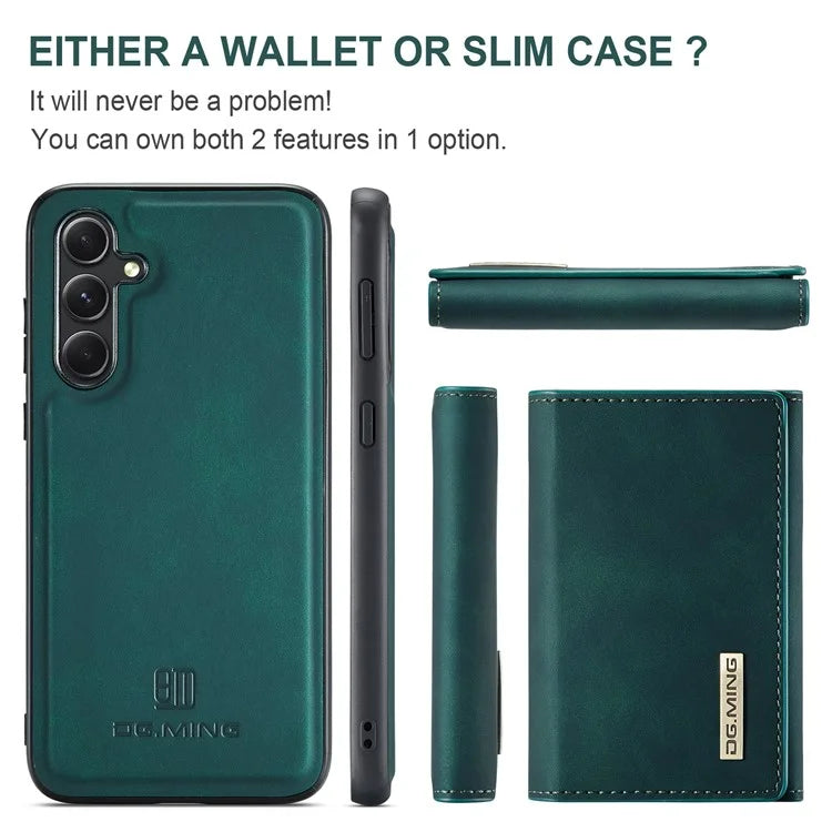 DG.MING M1 Series for Samsung Galaxy S24 FE Case Kickstand PU Phone Cover with Detachable Wallet