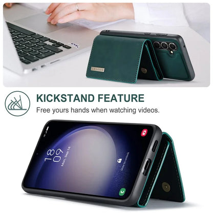 DG.MING M1 Series for Samsung Galaxy S24 FE Case Kickstand PU Phone Cover with Detachable Wallet