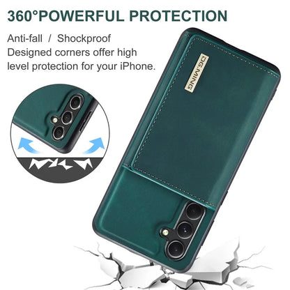 DG.MING M1 Series for Samsung Galaxy S24 FE Case Kickstand PU Phone Cover with Detachable Wallet