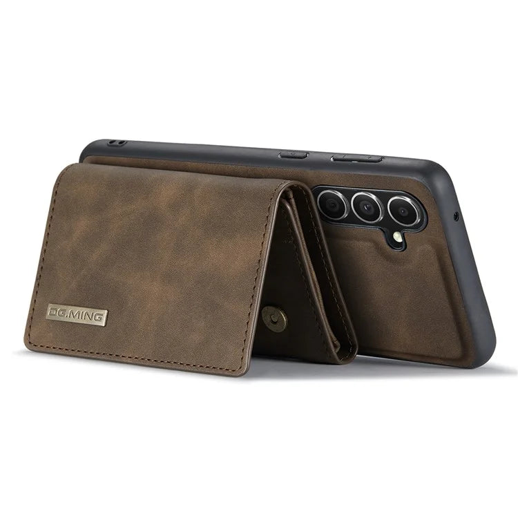DG.MING M1 Series for Samsung Galaxy S24 FE Case Kickstand PU Phone Cover with Detachable Wallet