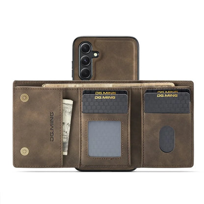 DG.MING M1 Series for Samsung Galaxy S24 FE Case Kickstand PU Phone Cover with Detachable Wallet