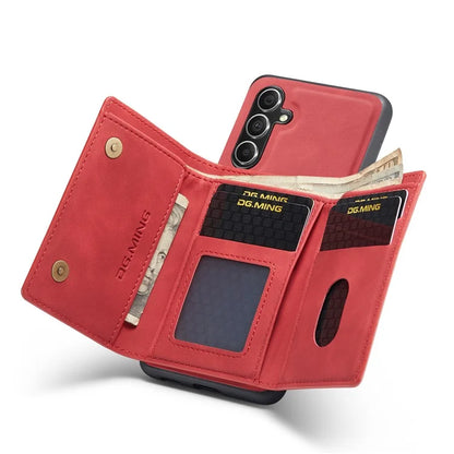 DG.MING M1 Series for Samsung Galaxy S24 FE Case Kickstand PU Phone Cover with Detachable Wallet