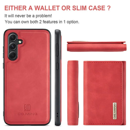 DG.MING M1 Series for Samsung Galaxy S24 FE Case Kickstand PU Phone Cover with Detachable Wallet