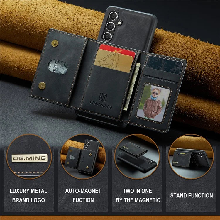 DG.MING M2 Series for Samsung Galaxy S24 FE Case PU+PC+TPU Phone Cover Detachable Wallet