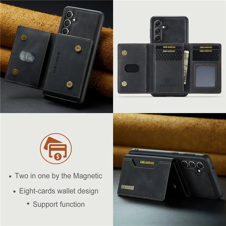 DG.MING M2 Series for Samsung Galaxy S24 FE Case PU+PC+TPU Phone Cover Detachable Wallet