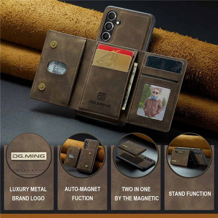 DG.MING M2 Series for Samsung Galaxy S24 FE Case PU+PC+TPU Phone Cover Detachable Wallet