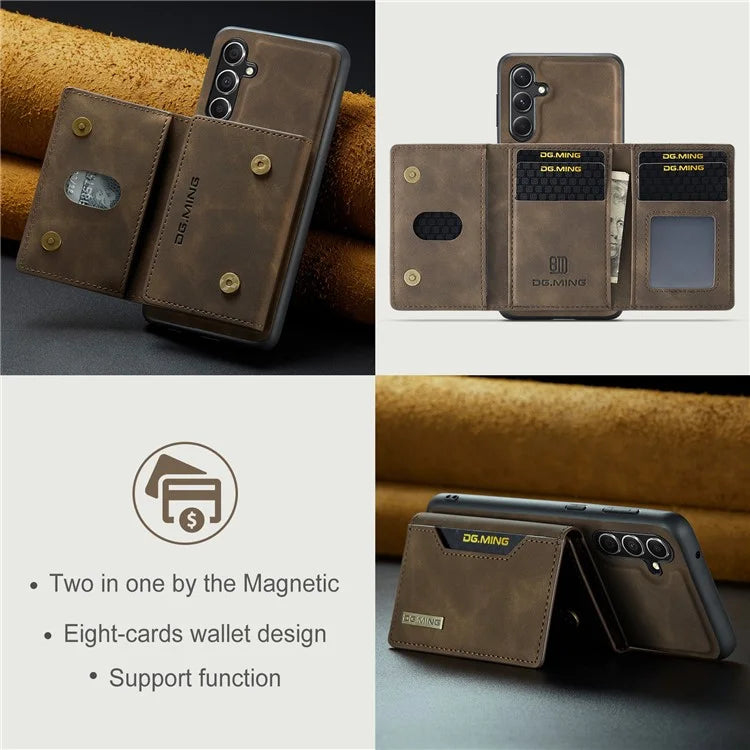 DG.MING M2 Series for Samsung Galaxy S24 FE Case PU+PC+TPU Phone Cover Detachable Wallet