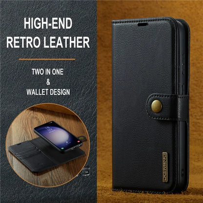 DG.MING for Samsung Galaxy S24 FE Case Detachable Split Leather Phone Cover