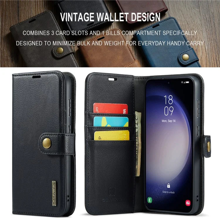 DG.MING for Samsung Galaxy S24 FE Case Detachable Split Leather Phone Cover