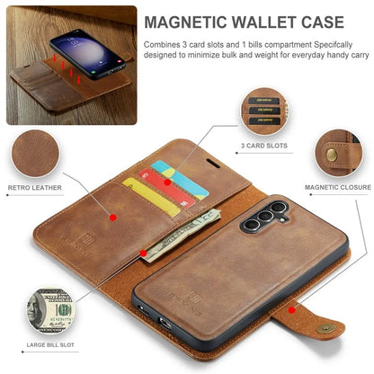 DG.MING for Samsung Galaxy S24 FE Case Detachable Split Leather Phone Cover