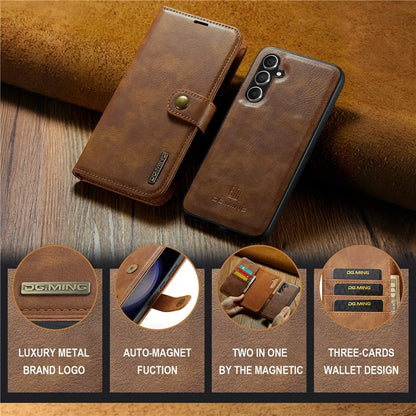 DG.MING for Samsung Galaxy S24 FE Case Detachable Split Leather Phone Cover
