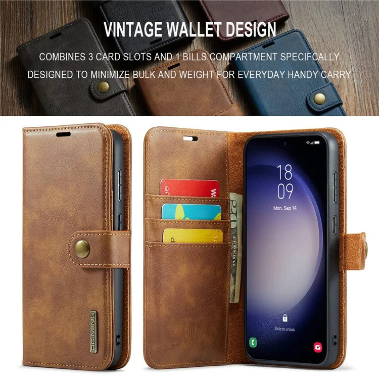DG.MING for Samsung Galaxy S24 FE Case Detachable Split Leather Phone Cover