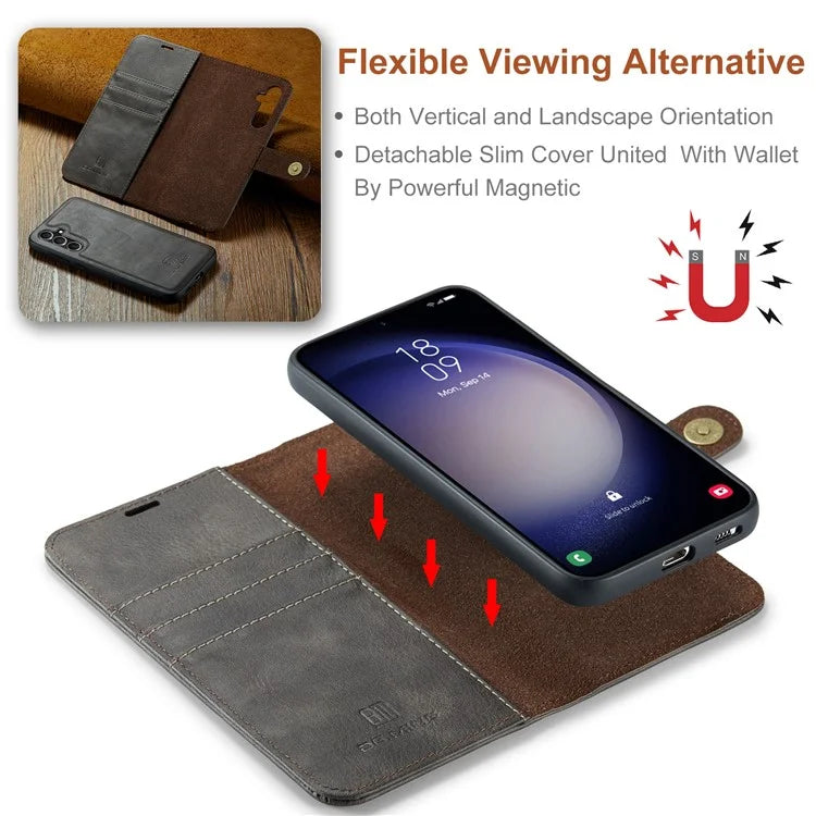 DG.MING for Samsung Galaxy S24 FE Case Detachable Split Leather Phone Cover