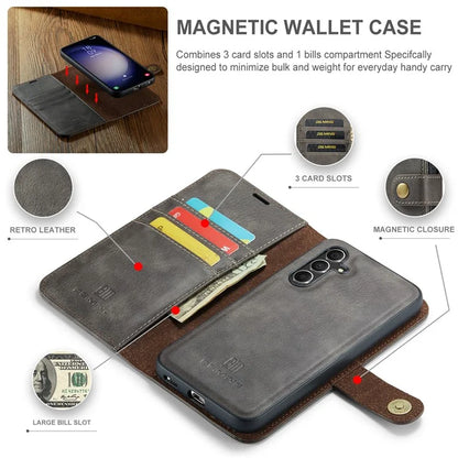 DG.MING for Samsung Galaxy S24 FE Case Detachable Split Leather Phone Cover