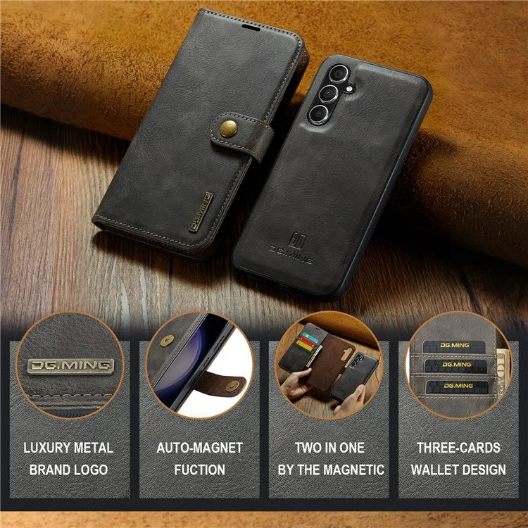 DG.MING for Samsung Galaxy S24 FE Case Detachable Split Leather Phone Cover