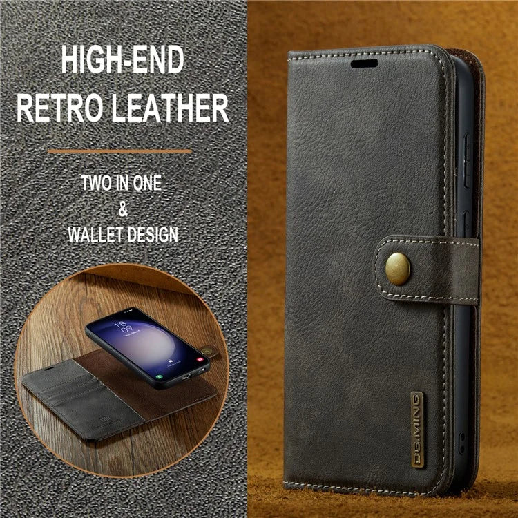 DG.MING for Samsung Galaxy S24 FE Case Detachable Split Leather Phone Cover