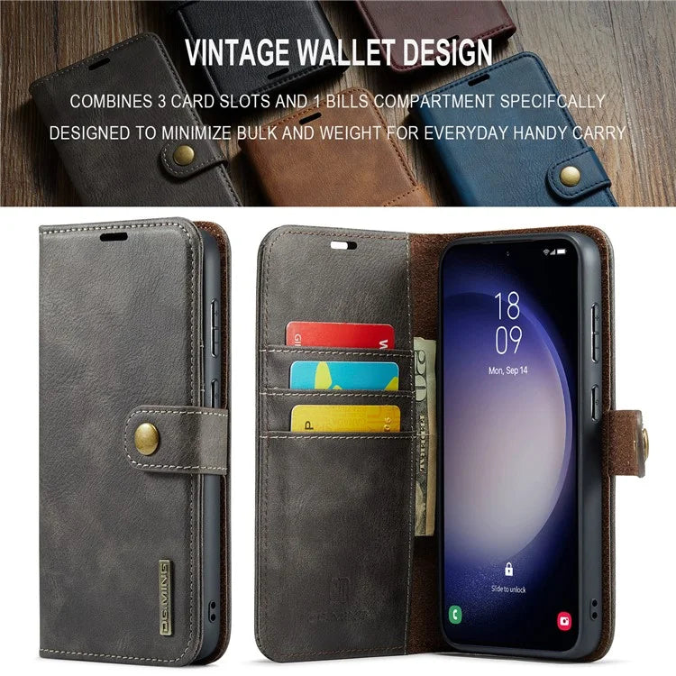 DG.MING for Samsung Galaxy S24 FE Case Detachable Split Leather Phone Cover