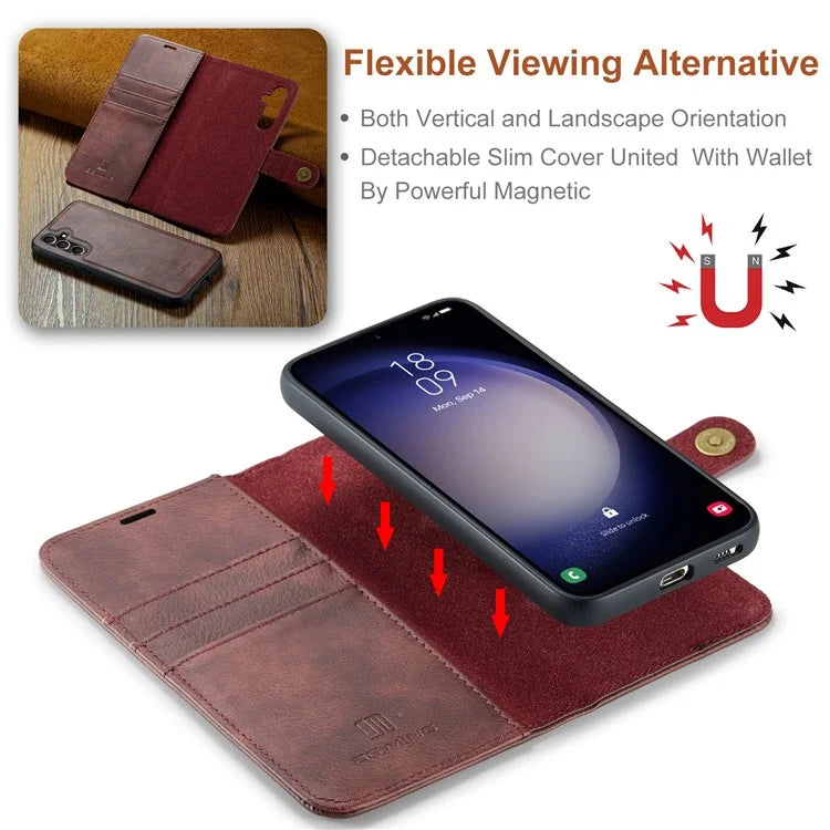 DG.MING for Samsung Galaxy S24 FE Case Detachable Split Leather Phone Cover
