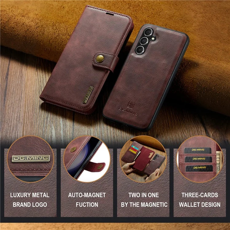 DG.MING for Samsung Galaxy S24 FE Case Detachable Split Leather Phone Cover