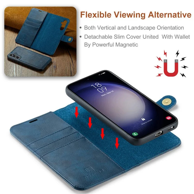 DG.MING for Samsung Galaxy S24 FE Case Detachable Split Leather Phone Cover