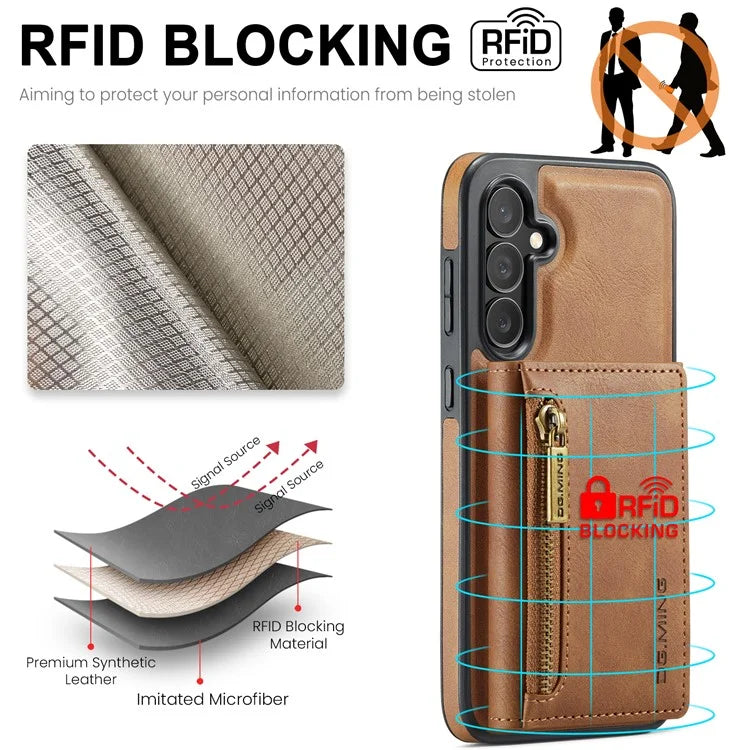 DG.MING M5 Series For Samsung Galaxy S24 FE Case Detachable Magnetic Leather Phone Cover with Card Slots
