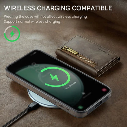 DG.MING M5 Series For Samsung Galaxy S24 FE Case Detachable Magnetic Leather Phone Cover with Card Slots