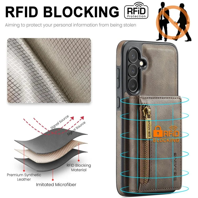 DG.MING M5 Series For Samsung Galaxy S24 FE Case Detachable Magnetic Leather Phone Cover with Card Slots
