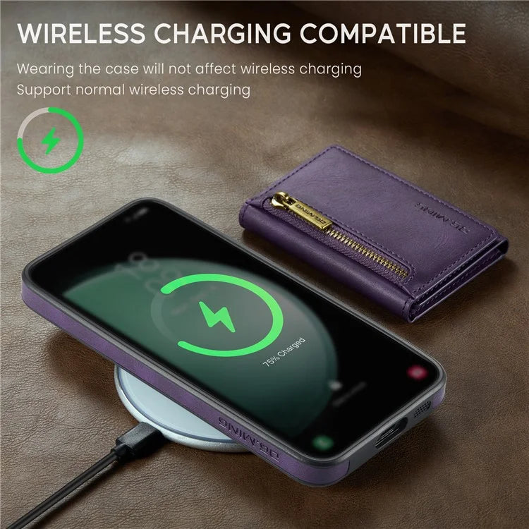 DG.MING M5 Series For Samsung Galaxy S24 FE Case Detachable Magnetic Leather Phone Cover with Card Slots