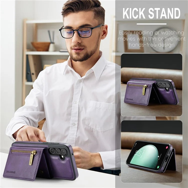 DG.MING M5 Series For Samsung Galaxy S24 FE Case Detachable Magnetic Leather Phone Cover with Card Slots