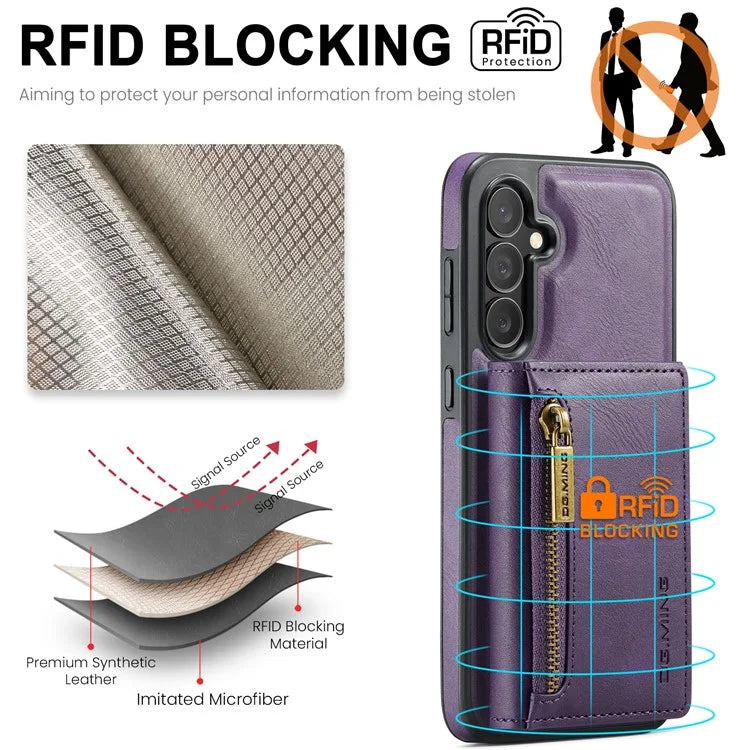 DG.MING M5 Series For Samsung Galaxy S24 FE Case Detachable Magnetic Leather Phone Cover with Card Slots