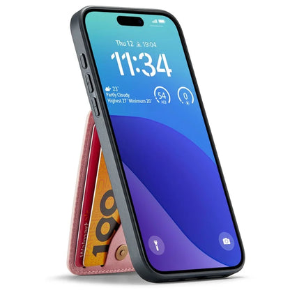 FIERRE SHANN For iPhone 16 Pro Max Case Card Holder Kickstand Leather RFID Blocking Back Cover