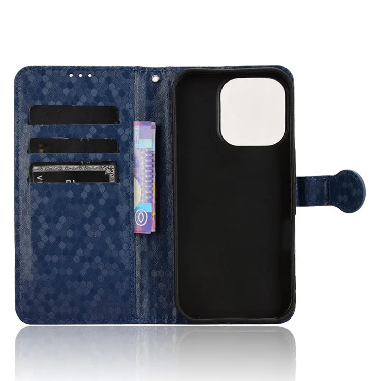 For iPhone 16 Pro Max Wallet Case Dot Pattern Imprint PU Leather Phone Cover
