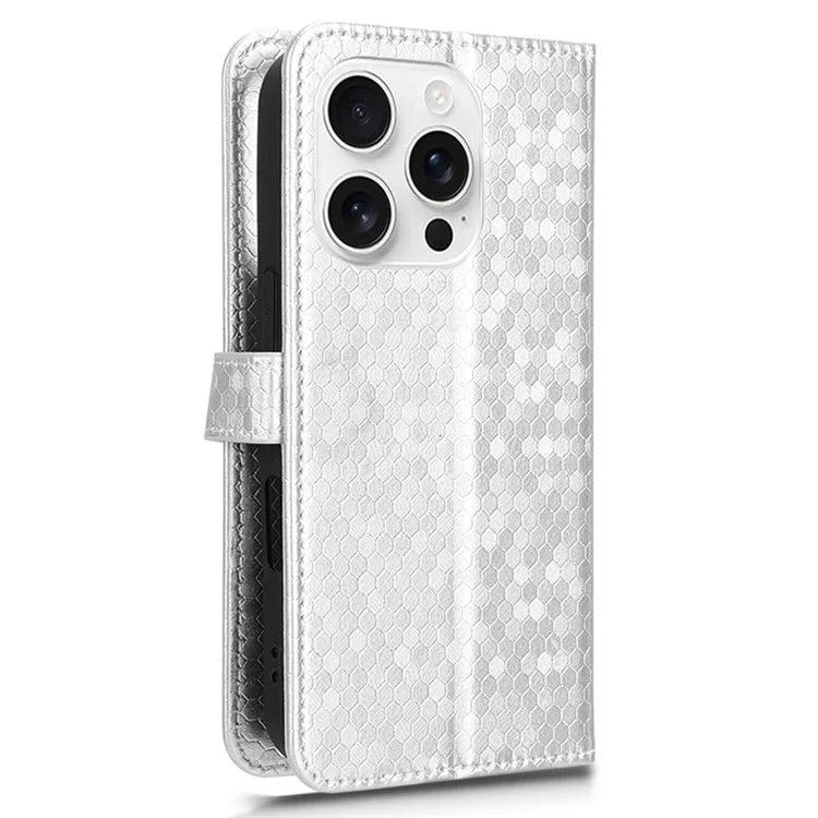 For iPhone 16 Pro Max Wallet Case Dot Pattern Imprint PU Leather Phone Cover