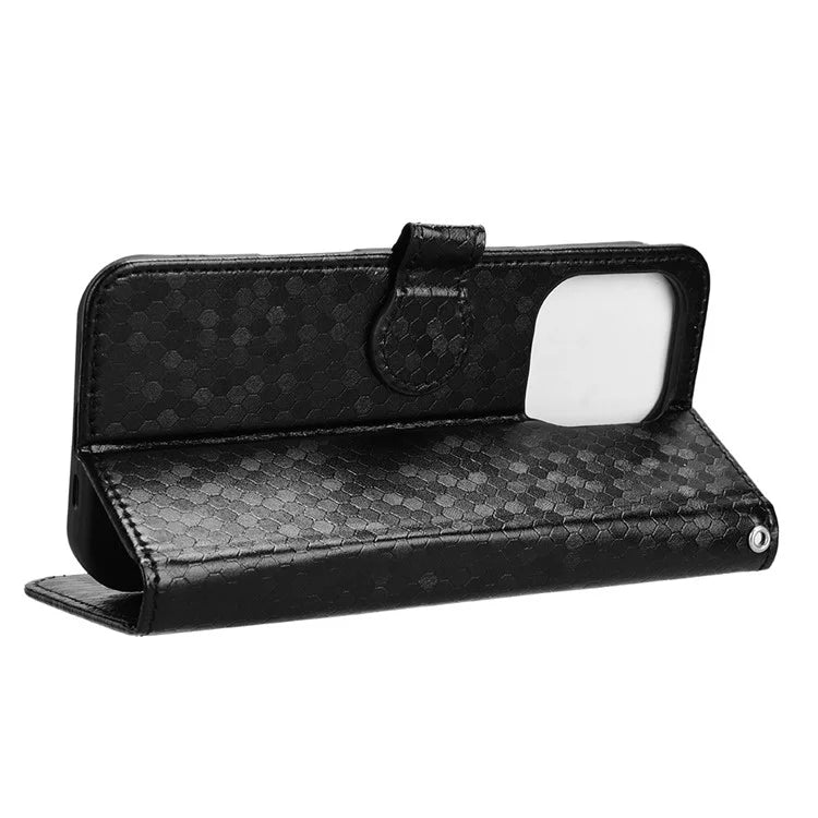 For iPhone 16 Pro Wallet Case Dot Pattern Imprint PU Leather Phone Cover