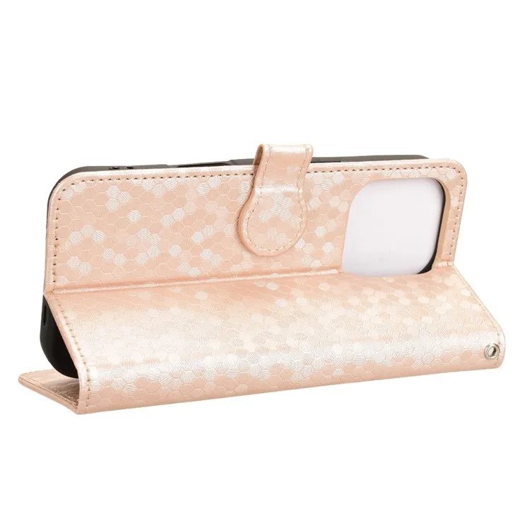 For iPhone 16 Pro Wallet Case Dot Pattern Imprint PU Leather Phone Cover