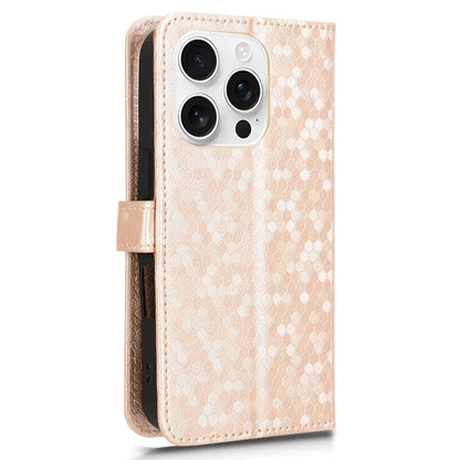 For iPhone 16 Pro Wallet Case Dot Pattern Imprint PU Leather Phone Cover