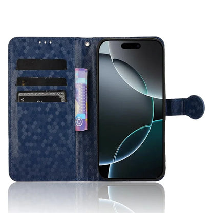 For iPhone 16 Pro Wallet Case Dot Pattern Imprint PU Leather Phone Cover
