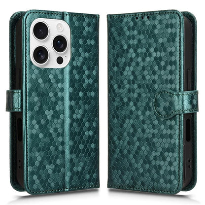 For iPhone 16 Pro Wallet Case Dot Pattern Imprint PU Leather Phone Cover