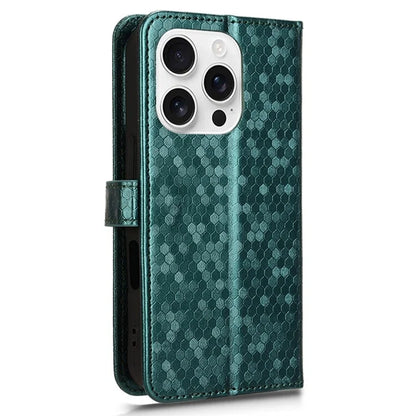 For iPhone 16 Pro Wallet Case Dot Pattern Imprint PU Leather Phone Cover