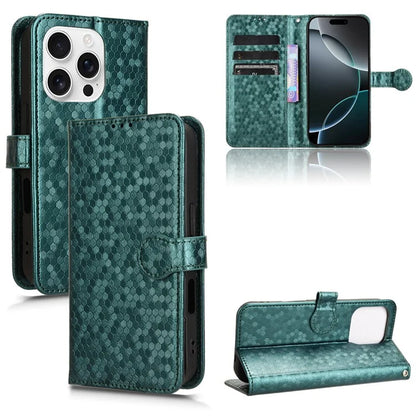 For iPhone 16 Pro Wallet Case Dot Pattern Imprint PU Leather Phone Cover