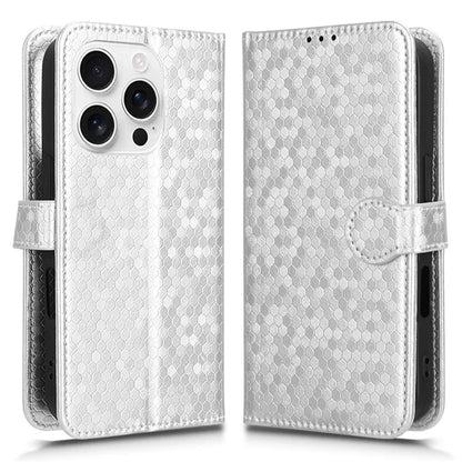 For iPhone 16 Pro Wallet Case Dot Pattern Imprint PU Leather Phone Cover