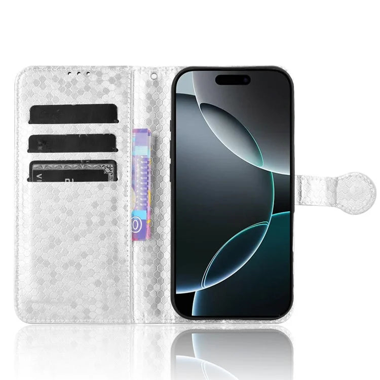 For iPhone 16 Pro Wallet Case Dot Pattern Imprint PU Leather Phone Cover
