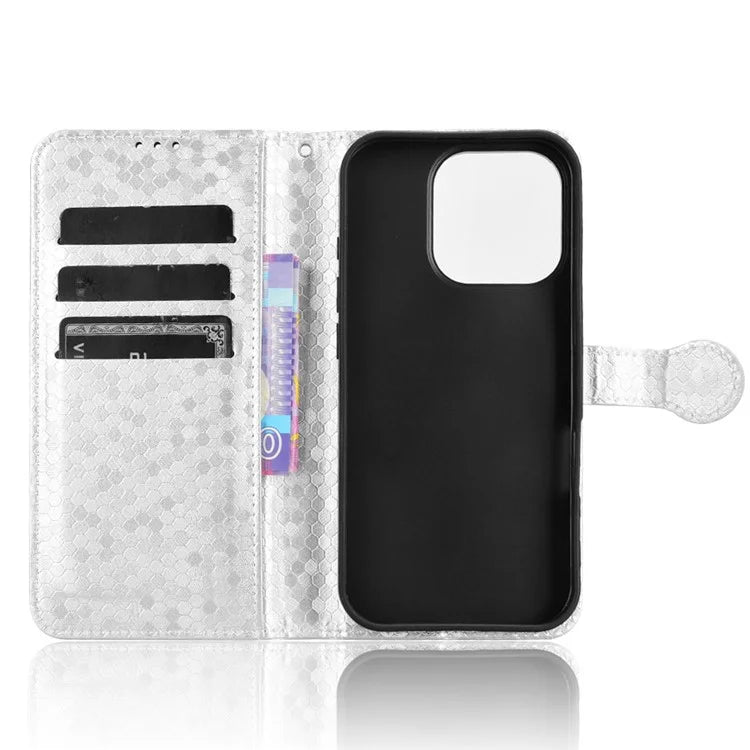 For iPhone 16 Pro Wallet Case Dot Pattern Imprint PU Leather Phone Cover