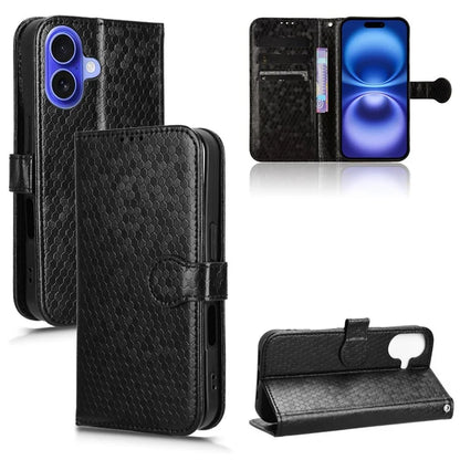 For iPhone 16 Wallet Case Dot Pattern Imprint PU Leather Phone Cover