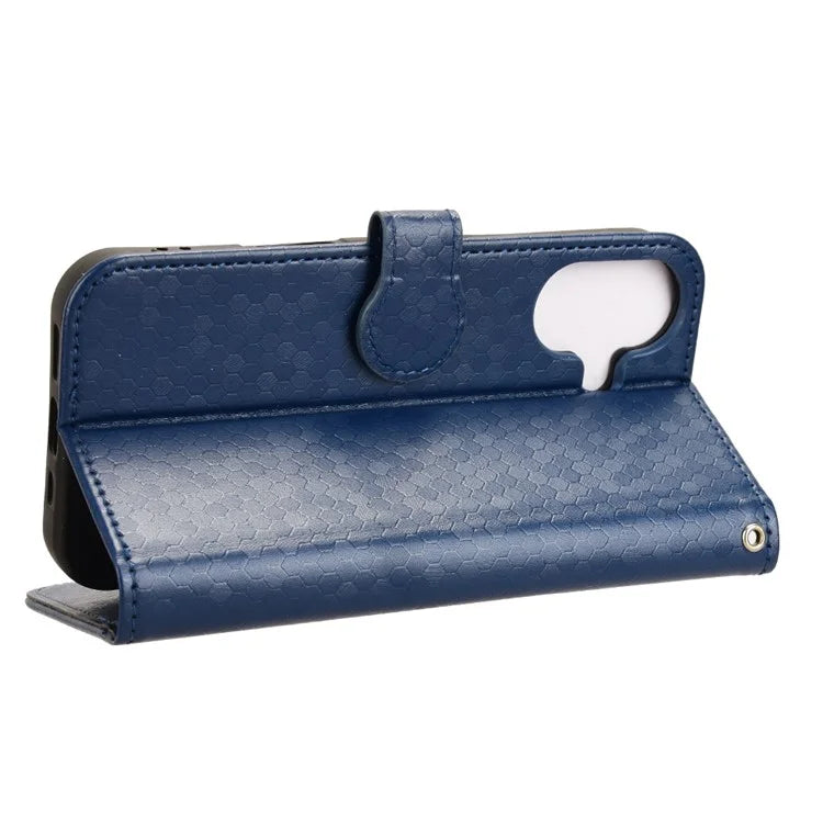 For iPhone 16 Wallet Case Dot Pattern Imprint PU Leather Phone Cover