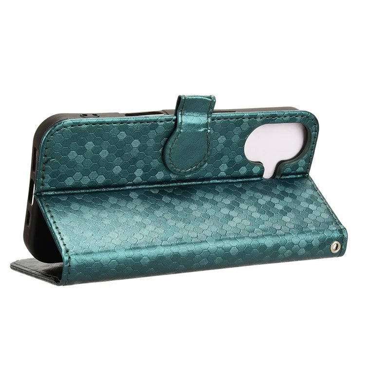 For iPhone 16 Wallet Case Dot Pattern Imprint PU Leather Phone Cover